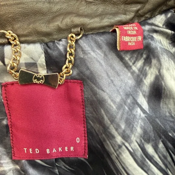 Ted Baker Great Dark Brown Leather Biker Jacket - Picture 6 of 7